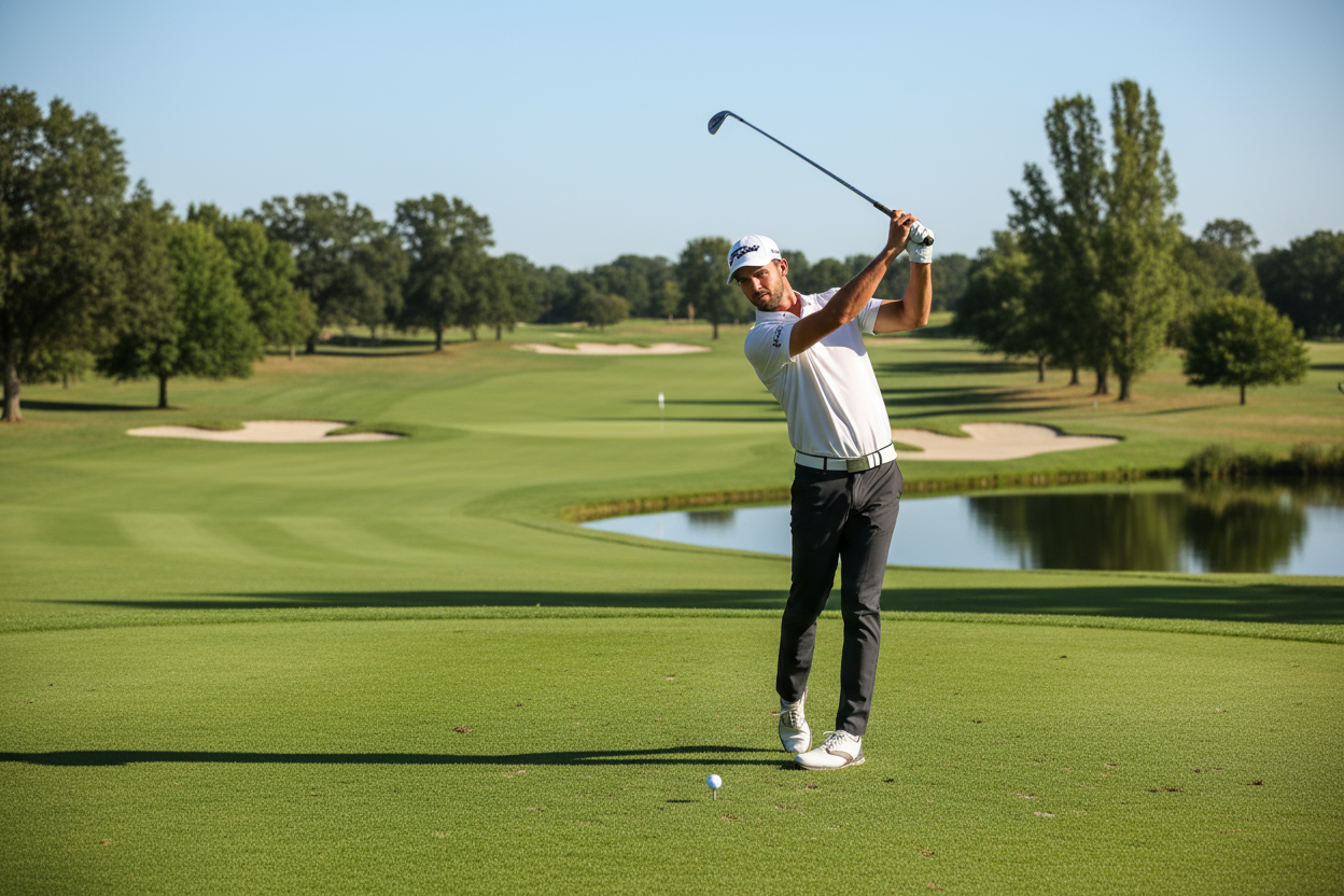 perfect golfer swing on course 4k quality image 